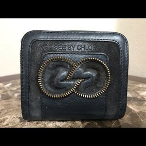 SEE by Chloe Black Leather Compact Wallet